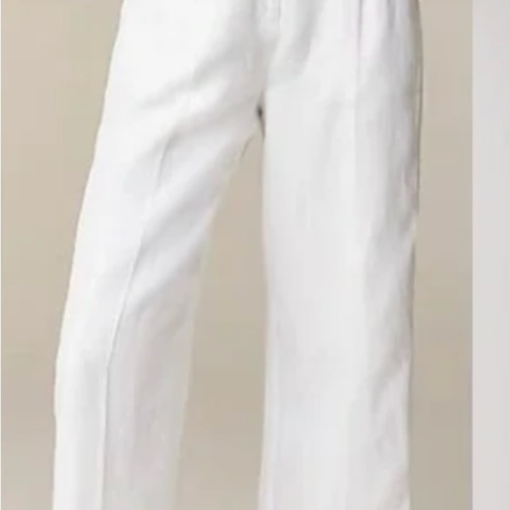 JCREW Wide-leg Essential pant in linen. True White NWT